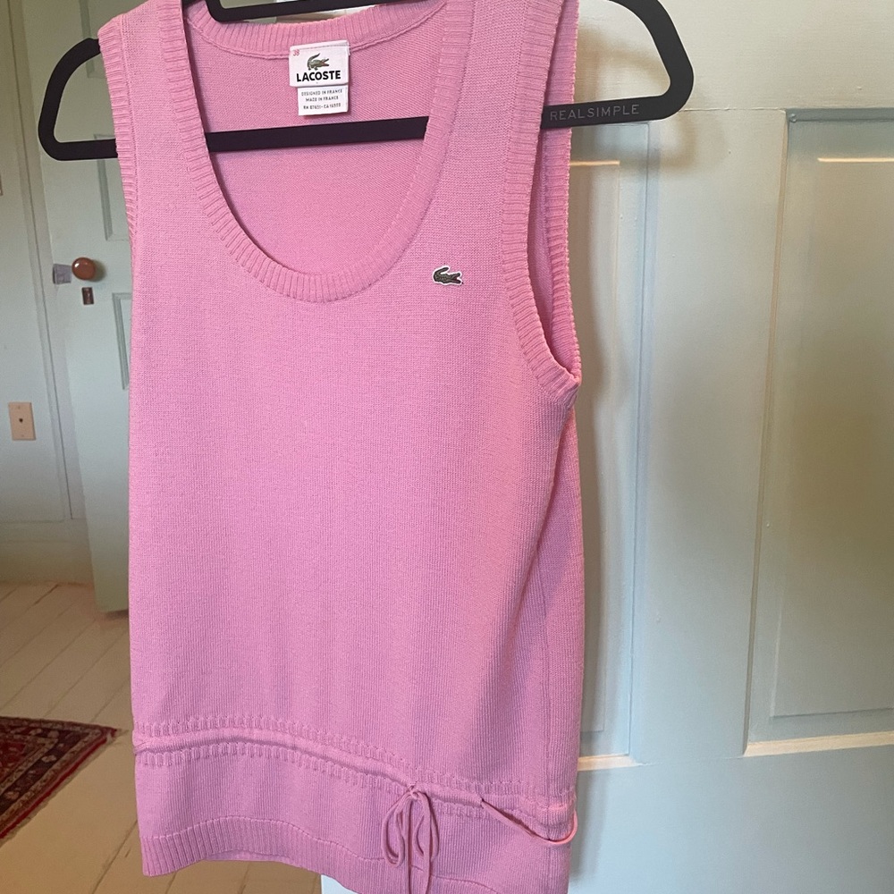 Pink Lacoste Sweater Vest with waist tie